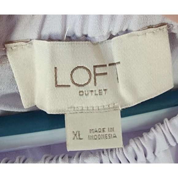 LOFT Women's Long Sleeve Off The Shoulder Elastic Waist Blouse Top Purple Sz XL - Picture 6 of 12